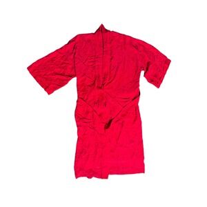 Dreamsachs Red Silk Kimono Robe Belted Asian Style One Size